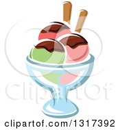 Cartoon Rainbow Sherbet Ice Cream Sundae