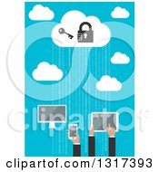 Flat Design Cloud Server With People Using A Computer Tablet And Smart Phone