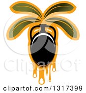 Poster, Art Print Of Black Olive With Dripping Oil And Leaves