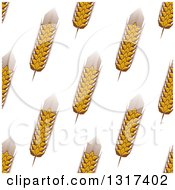 Clipart Of A Seamless Background Patterns Of Gold Wheat On White 4 Royalty Free Vector Illustration