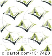 Poster, Art Print Of Seamless Background Pattern Of Green Tents