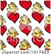 Poster, Art Print Of Seamless Pattern Background Of Flaming Hearts