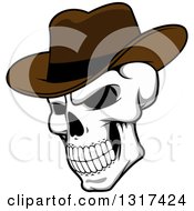 Poster, Art Print Of Cartoon Human Skull Wearing A Cowboy Hat