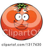 Clipart Of A Cartoon Navel Orange Character Grinning Royalty Free Vector Illustration