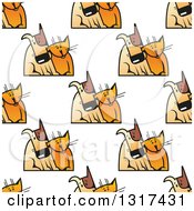 Clipart Of A Seamless Background Pattern Of Cats And Dogs Cuddling Royalty Free Vector Illustration by Vector Tradition SM