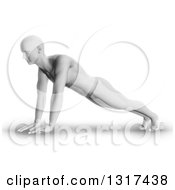 Poster, Art Print Of 3d Anatomical Man In A Push Up Or Yoga Pose On White