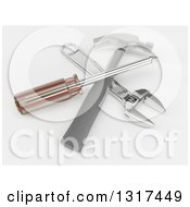 Clipart Of A 3d Hammer Screwdriver And Wrench On Shading Royalty Free Illustration by KJ Pargeter