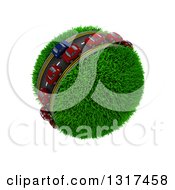 Poster, Art Print Of 3d Blue And Red Cars On A Roadway Around A Grassy Planet On White 5