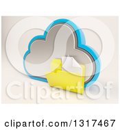 3d Cloud Storage Icon With A Plain Document Folder On Off White 2