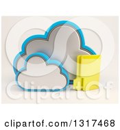 3d Cloud Icon With A Folder On Off White