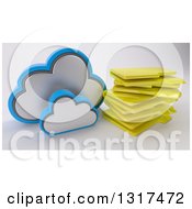 3d Cloud Icon With A Stack Of Folders On Off White