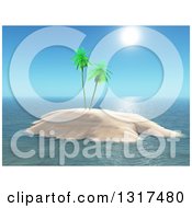 Poster, Art Print Of 3d Tropical Island With Palm Trees And Sunshine