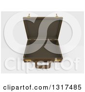 Clipart Of A 3d Open Brown Professional Briefcase On Shaded White 2 Royalty Free Illustration