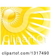 Clipart Of A Shiny Sun Shining Yellow Rays Royalty Free Vector Illustration