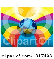 Poster, Art Print Of Planet Earth Wearing Shades Under A Sun And Rainbows