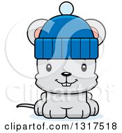 Poster, Art Print Of Cartoon Cute Happy Mouse Wearing A Winter Hat