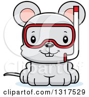 Poster, Art Print Of Cartoon Cute Happy Mouse Wearing Snorkel Gear