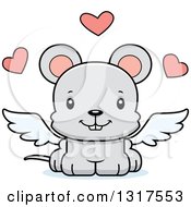 Poster, Art Print Of Cartoon Cute Happy Mouse Cupid