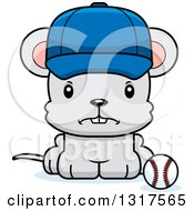 Poster, Art Print Of Cartoon Cute Mad Mouse Sitting By A Baseball