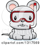 Poster, Art Print Of Cartoon Cute Mad Mouse Wearing Snorkel Gear