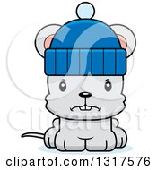 Poster, Art Print Of Cartoon Cute Mad Mouse Wearing A Winter Hat