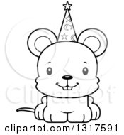 Poster, Art Print Of Cartoon Black And White Cute Happy Mouse Wizard