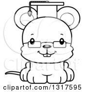 Animal Lineart Clipart Of A Cartoon Black And WhiteCute Happy Mouse Professor Royalty Free Outline Vector Illustration