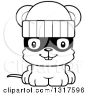 Poster, Art Print Of Cartoon Black And White Cute Happy Mouse Robber