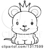 Poster, Art Print Of Cartoon Black And White Cute Happy Mouse Prince