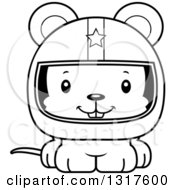 Animal Lineart Clipart Of A Cartoon Black And WhiteCute Happy Mouse Race Car Driver Royalty Free Outline Vector Illustration
