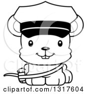 Poster, Art Print Of Cartoon Black And White Cute Happy Mouse Mailman