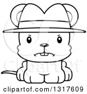Animal Lineart Clipart Of A Cartoon Black And WhiteCute Mad Mouse Detective Royalty Free Outline Vector Illustration
