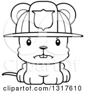 Poster, Art Print Of Cartoon Black And White Cute Mad Mouse Firefighter