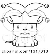 Animal Lineart Clipart Of A Cartoon Black And WhiteCute Mad Mouse Jester Royalty Free Outline Vector Illustration