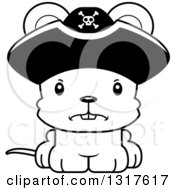 Animal Lineart Clipart Of A Cartoon Black And WhiteCute Mad Mouse Pirate Royalty Free Outline Vector Illustration