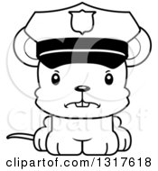 Animal Lineart Clipart Of A Cartoon Black And WhiteCute Mad Mouse Police Officer Royalty Free Outline Vector Illustration