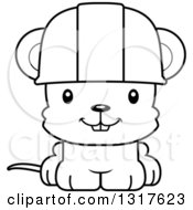 Poster, Art Print Of Cartoon Black And White Cute Happy Mouse Construction Worker