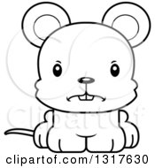 Animal Lineart Clipart Of A Cartoon Black And WhiteCute Mad Mouse Royalty Free Outline Vector Illustration