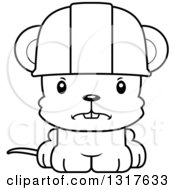 Poster, Art Print Of Cartoon Black And White Cute Mad Mouse Construction Worker