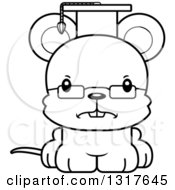 Poster, Art Print Of Cartoon Black And White Cute Mad Mouse Professor