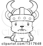 Animal Lineart Clipart Of A Cartoon Black And WhiteCute Mad Mouse Viking Royalty Free Outline Vector Illustration