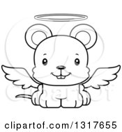 Poster, Art Print Of Cartoon Black And White Cute Happy Mouse Angel