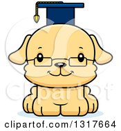 Animal Clipart Of A Cartoon Cute Happy Puppy Dog Professor Royalty Free Vector Illustration