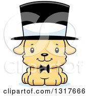 Poster, Art Print Of Cartoon Cute Happy Puppy Dog Gentleman Wearing A Top Hat