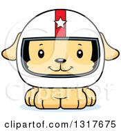 Cartoon Cute Happy Puppy Dog Race Car Driver