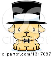 Poster, Art Print Of Cartoon Cute Mad Puppy Dog Gentleman Wearing A Top Hat