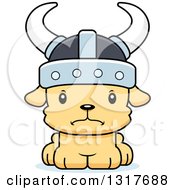 Animal Clipart Of A Cartoon Cute Mad Puppy Dog Viking Royalty Free Vector Illustration