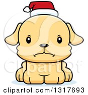 Cartoon Cute Mad Christmas Puppy Dog Wearing A Santa Hat