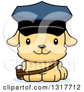 Animal Clipart Of A Cartoon Cute Happy Puppy Dog Mailman Royalty Free Vector Illustration