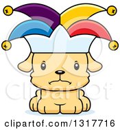 Animal Clipart Of A Cartoon Cute Mad Puppy Dog Jesters Royalty Free Vector Illustration